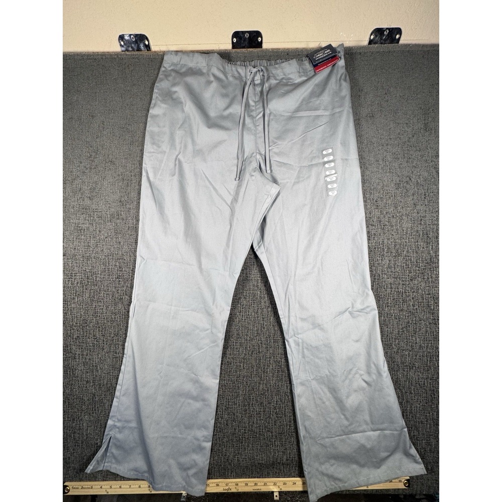 NWT Cherokee Workwear Gray Flare Leg Drawstring Pant 4101‎ Size Large TALL XL